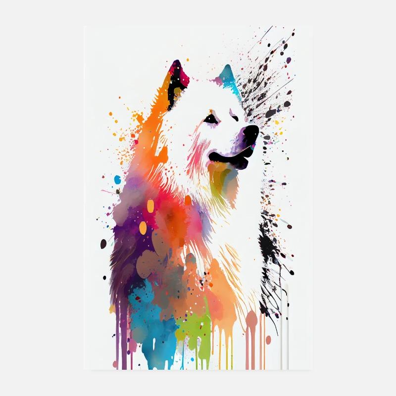Samojede Colorful Abstract Poster 20x30 cm