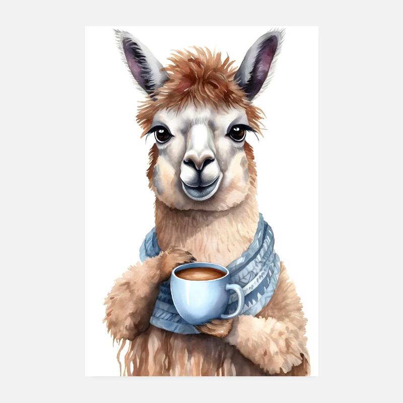Llama with coffee Poster 8" x 12" (20x30 cm)