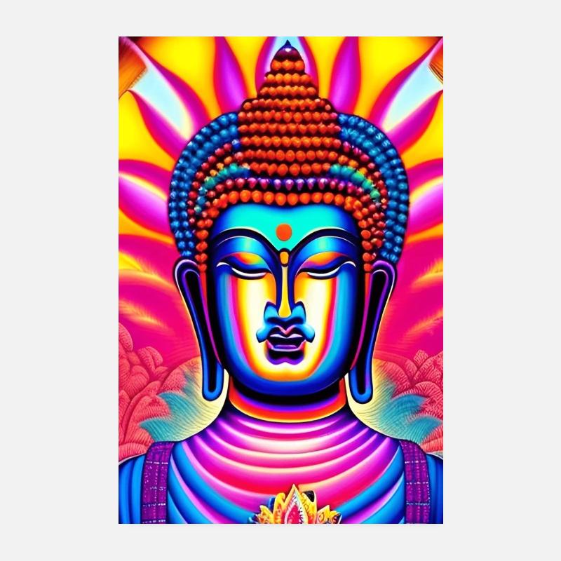Metal buddha - Poster 20 x 30 cm - blanc