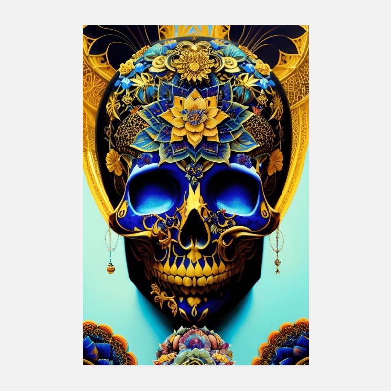 Blauer Totenkopf Poster 20x30 cm
