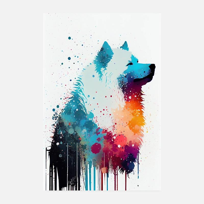 Samojede Colorful Abstract Poster 20x30 cm