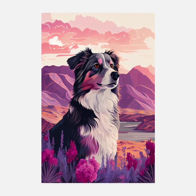 Australian Shepherd Colorful Aussie Poster 20x30 cm