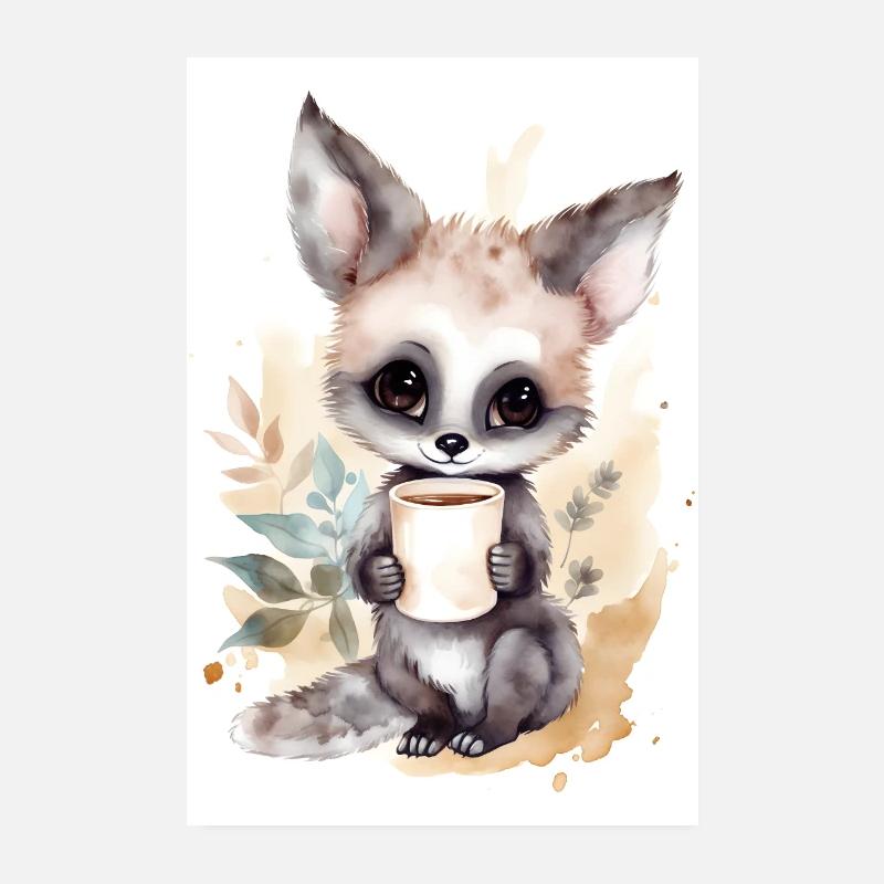 Galagos mit Kaffee Poster 20x30 cm