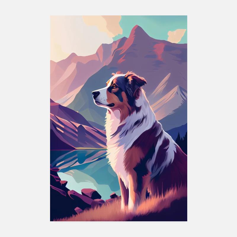 Australian Shepherd Colorful Aussie Poster 20x30 cm