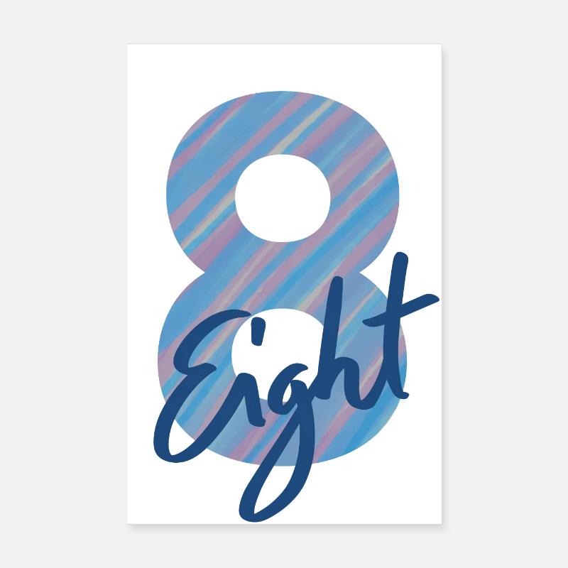 Numéro / 8 / Huit / Huit / Anniversaire / Numéro Poster 20 x 30 cm
