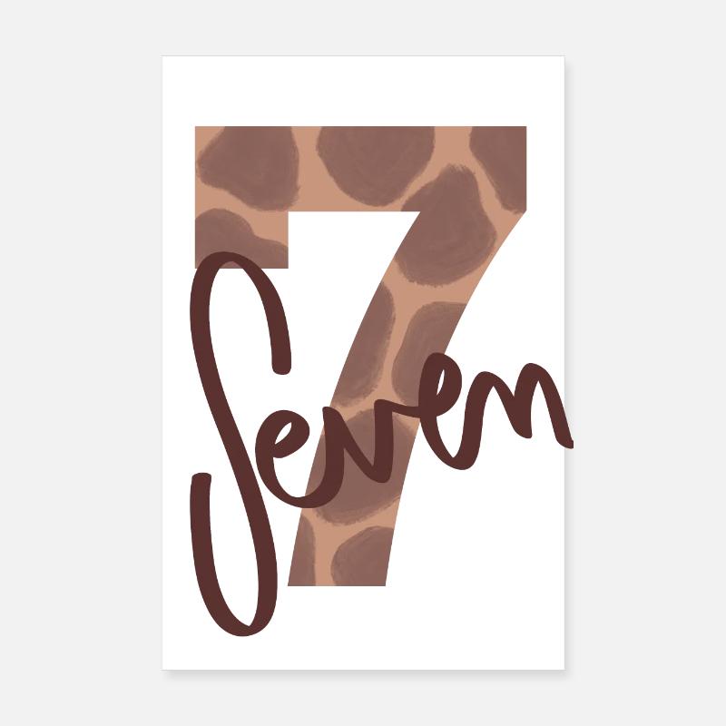 Number / Seven / 7 / Birthday / Seventh / Number Poster 8" x 12" (20x30 cm)