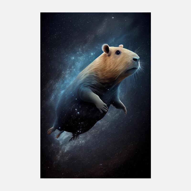 Capybara Galaxy Capibara - Poster 20x30 cm - Weiß