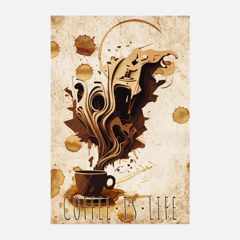 Coffee Is Life Kaffee Surrealismus AI Art Style Poster 20x30 cm