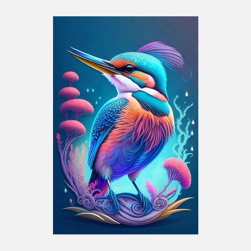 Rythme de la mer profonde - Kingfisher Graffiti Poster 20 x 30 cm