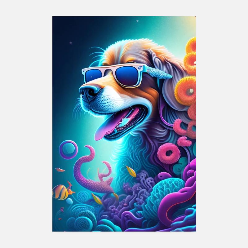 Beagle Surfer: Graffiti hip-hop sous-marin Poster 20 x 30 cm