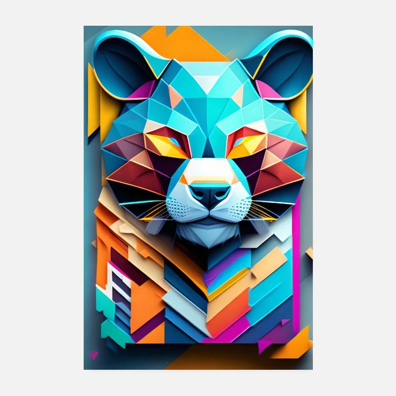 Geometric Gamer Bear: Art de graffiti coloré Poster 20 x 30 cm