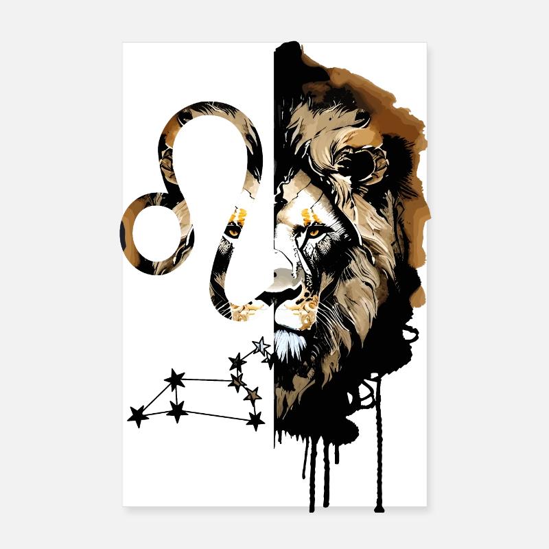 Zodiaque Lion savane afrique Poster 20 x 30 cm