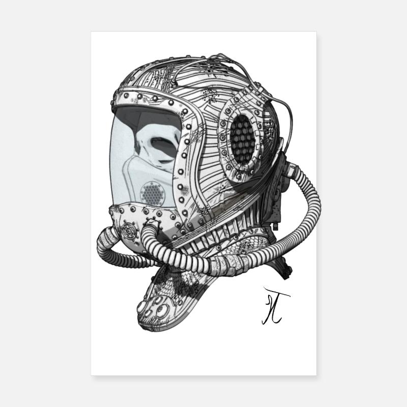 Old Space Helmet monochromatic Poster 8" x 12" (20x30 cm)