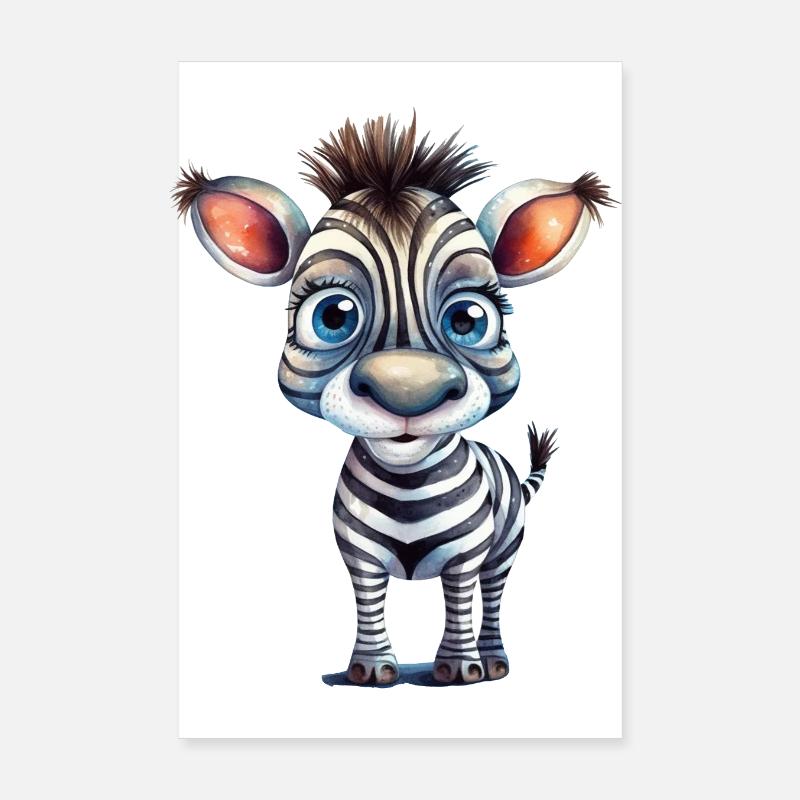 Zoo d’aquarelle Zebra Poster 20 x 30 cm