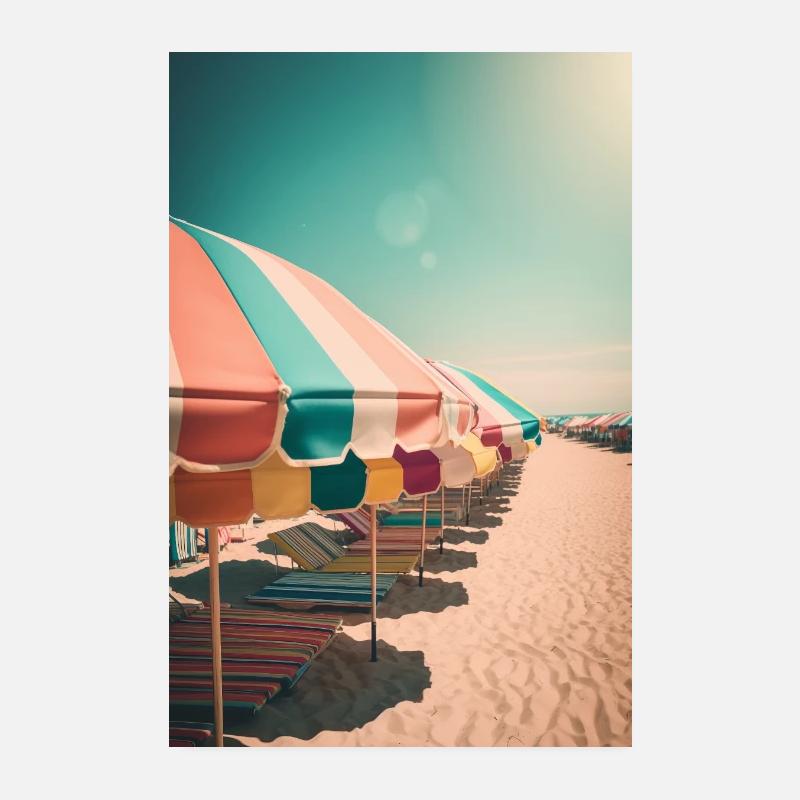 Umbrellas on the beach V1 Poster 8" x 12" (20x30 cm)