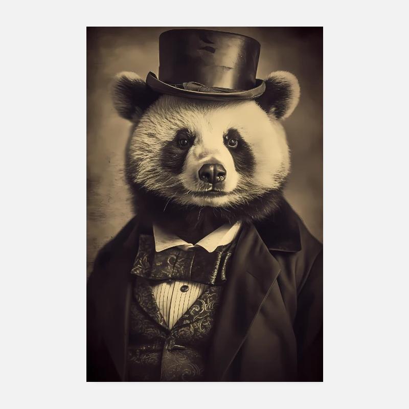 Pandabär Panda Tier Pandas Vintage Poster 20x30 cm