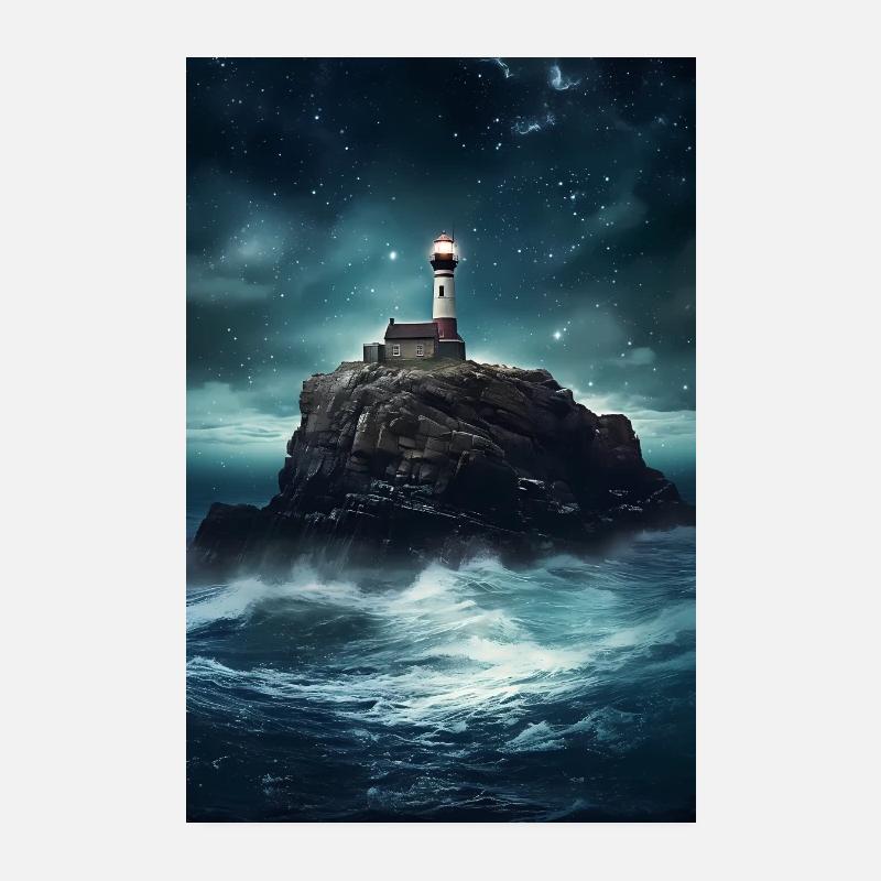 Lighthouse Sailing Shipping Galaxy Poster 20 x 30 cm