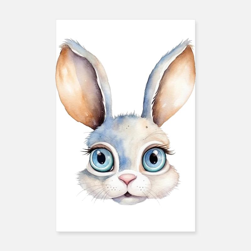 Dessin à l’aquarelle de lapin Poster 20 x 30 cm