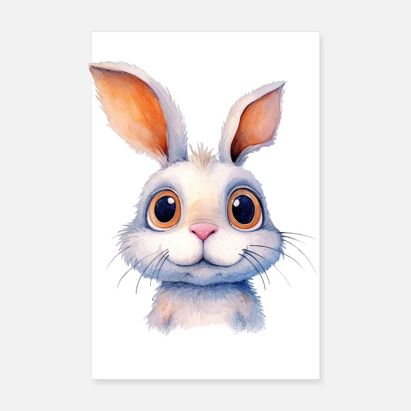 Rabbit Watercolor Drawing Poster 8" x 12" (20x30 cm)