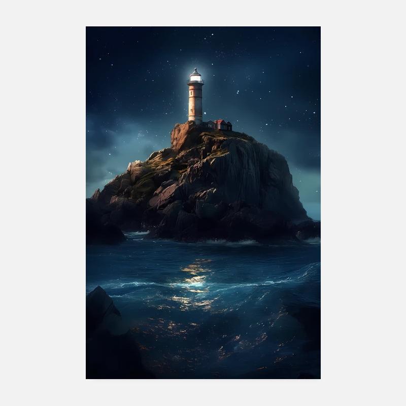 Lighthouse Sailing Shipping Cool Poster 8" x 12" (20x30 cm)