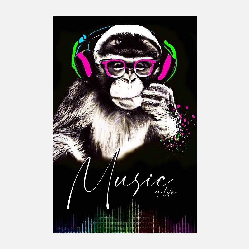 POSTER Affe Musik Poster 20x30 cm