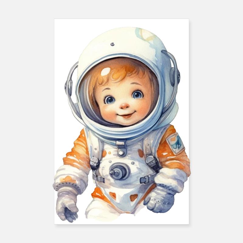 Dessin à l’aquarelle d’astronaute Poster 20 x 30 cm