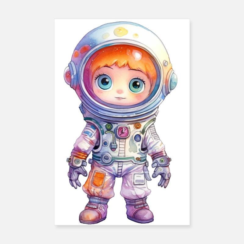 Dessin à l’aquarelle d’astronaute Poster 20 x 30 cm