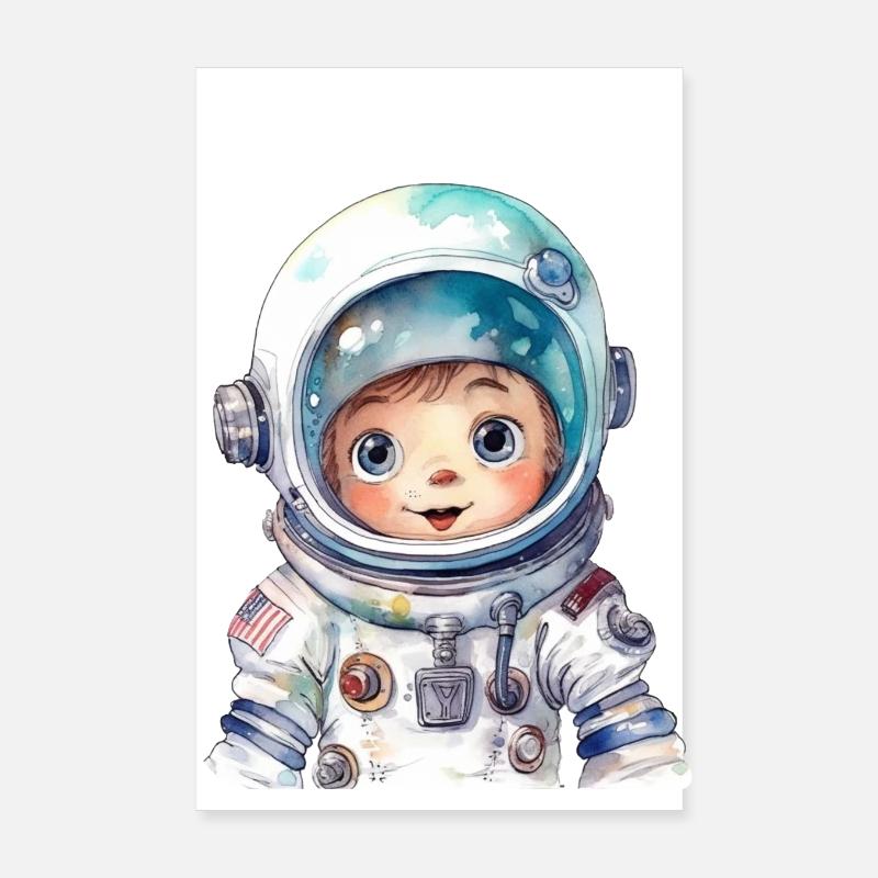 Dessin à l’aquarelle d’astronaute Poster 20 x 30 cm