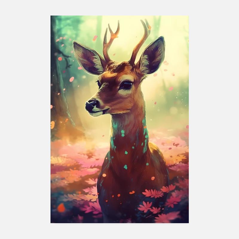 Reh Hirsch Jäger Tier Anime Animal Poster 20x30 cm