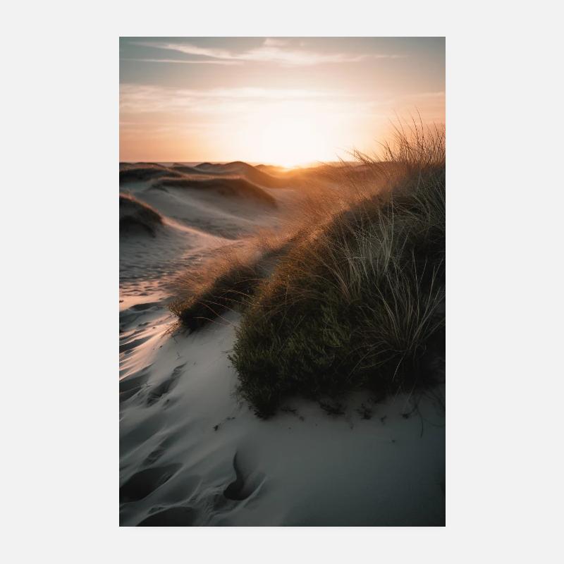 Dunes de sable sur la plage V1 Poster 20 x 30 cm