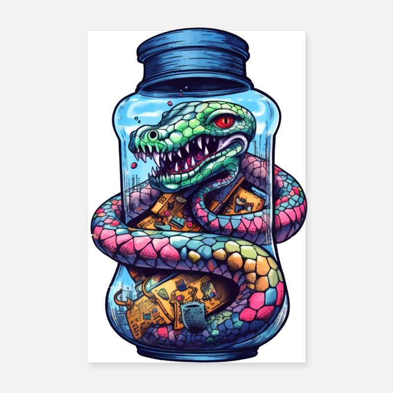 Basilisk Tattoo Zeichnung Poster 20x30 cm