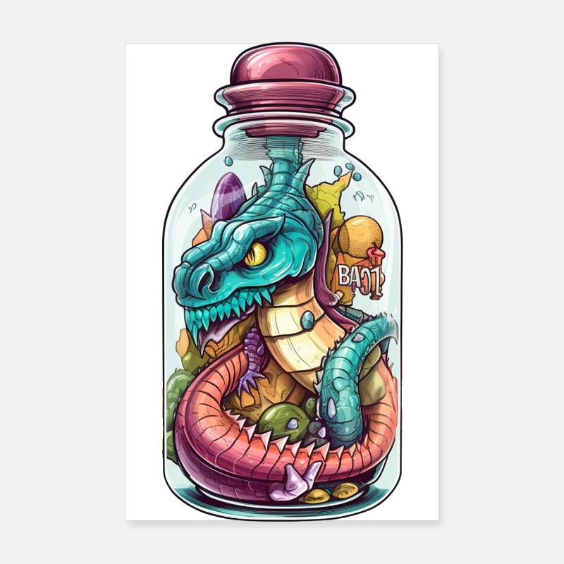 Dessin de tatouage de basilic Poster 20 x 30 cm