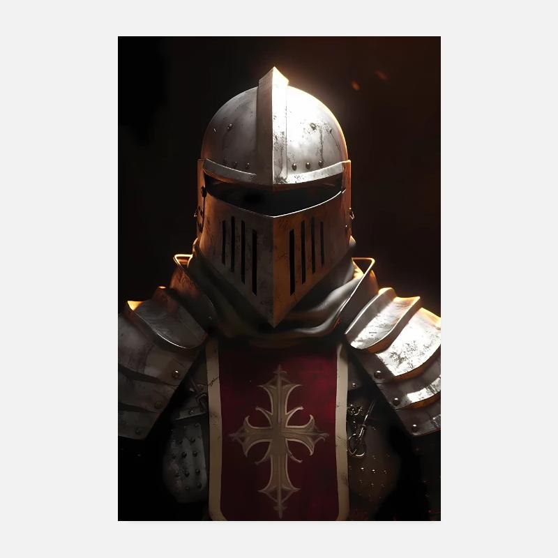 Deus Vult Crusader Knights Templar Middle Ages Poster 8" x 12" (20x30 cm)