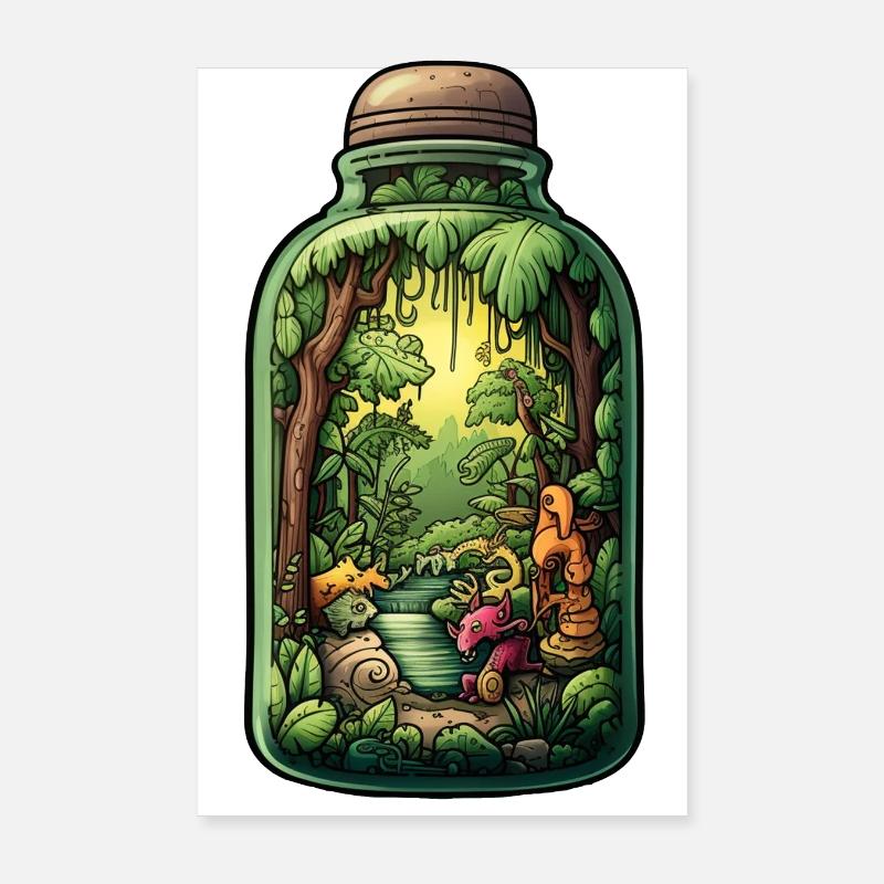 Jungle Bottle Drawing Poster 8" x 12" (20x30 cm)