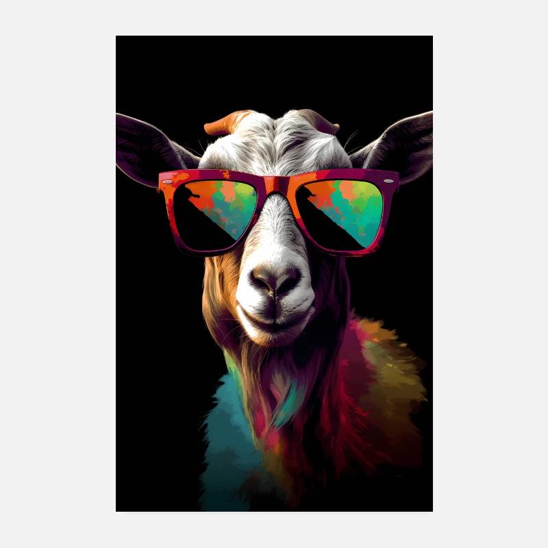 Goat with Sunglasses Poster 20x30 cm
