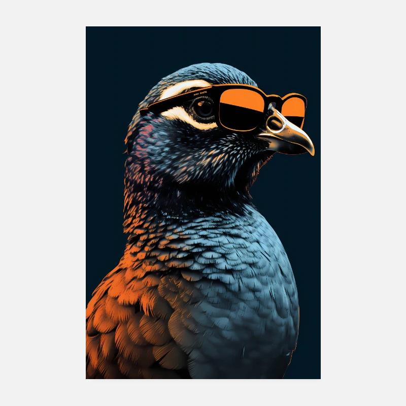 Quail with Sunglasses Poster 20x30 cm