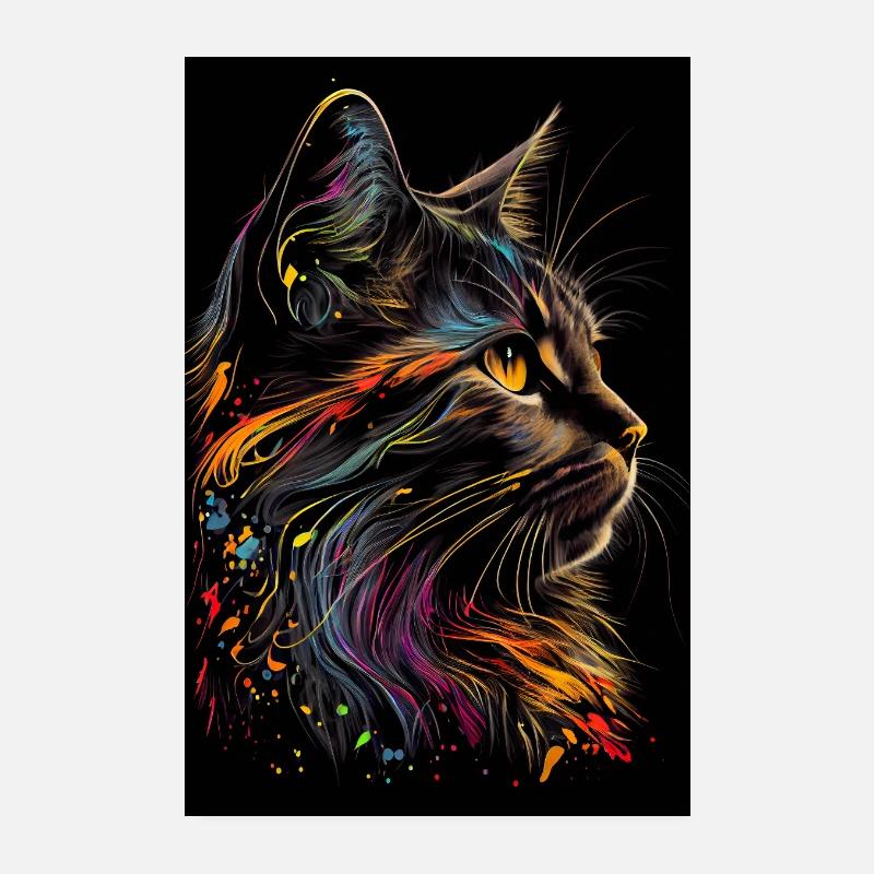 Abstract Cat Poster 20x30 cm