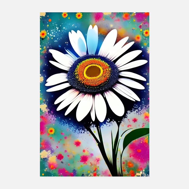 Eine abstrakte Margeritenblume vor einem Blumenhintergrund Poster 20x30 cm