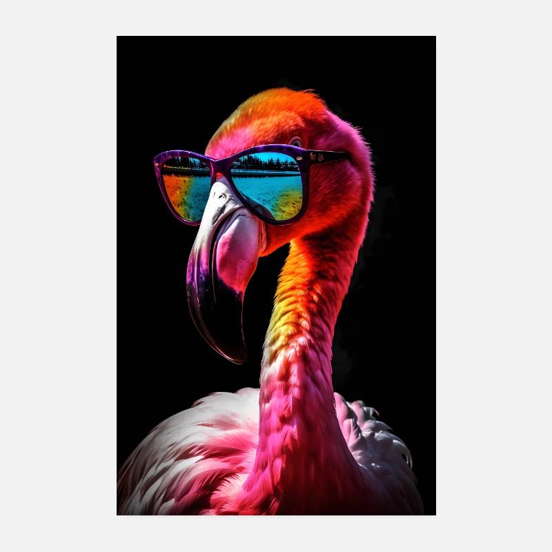 Flamingo With Sunglasses Poster 20x30 cm