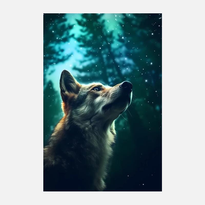 Wolf Wölfe Tier Jaulen Forest Poster 20x30 cm