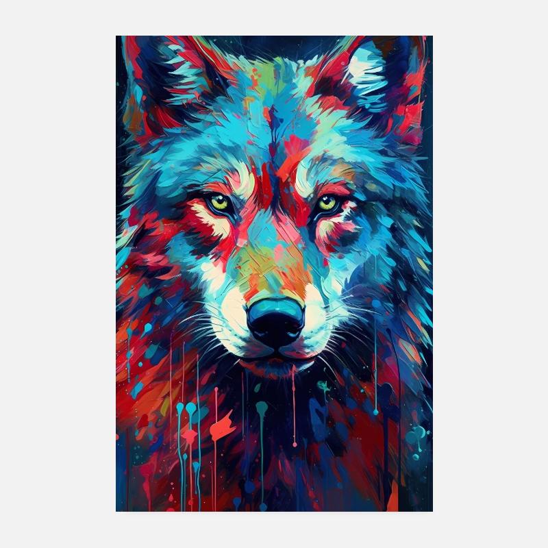 Wolf Wölfe Tier Jaulen Drawing Poster 20x30 cm