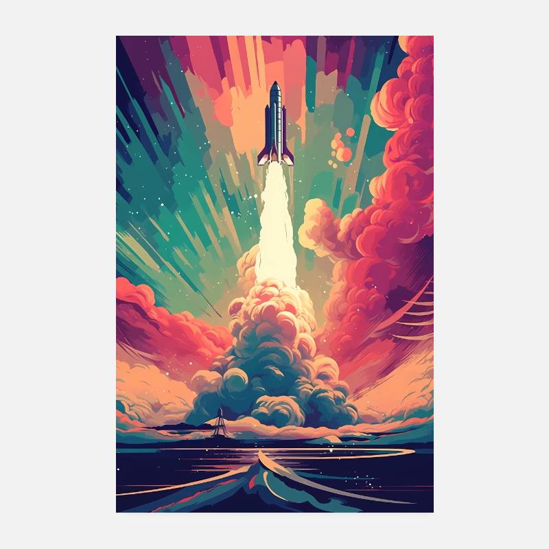Fusée Astronautes de fusée Espace Espace Poster 20 x 30 cm