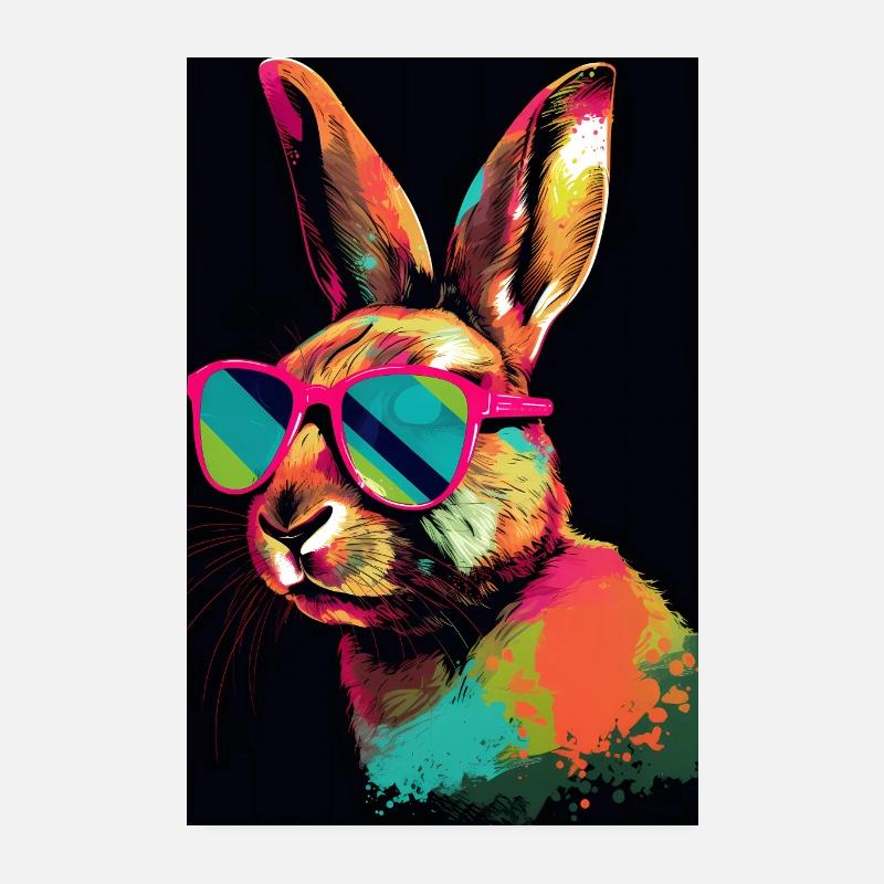 Rabbit with Sunglasses Poster 20x30 cm