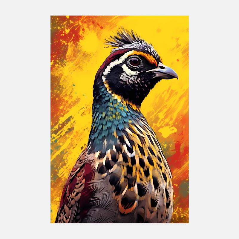 Caille Oiseau Cailles Colorées Poster 20 x 30 cm