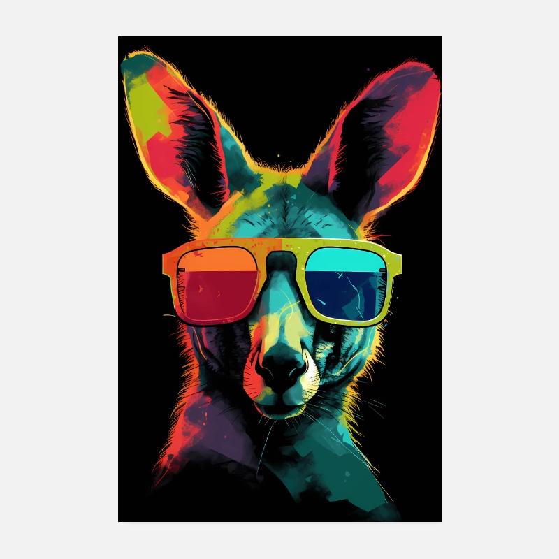 Kangaroo with Sunglasses Poster 20x30 cm
