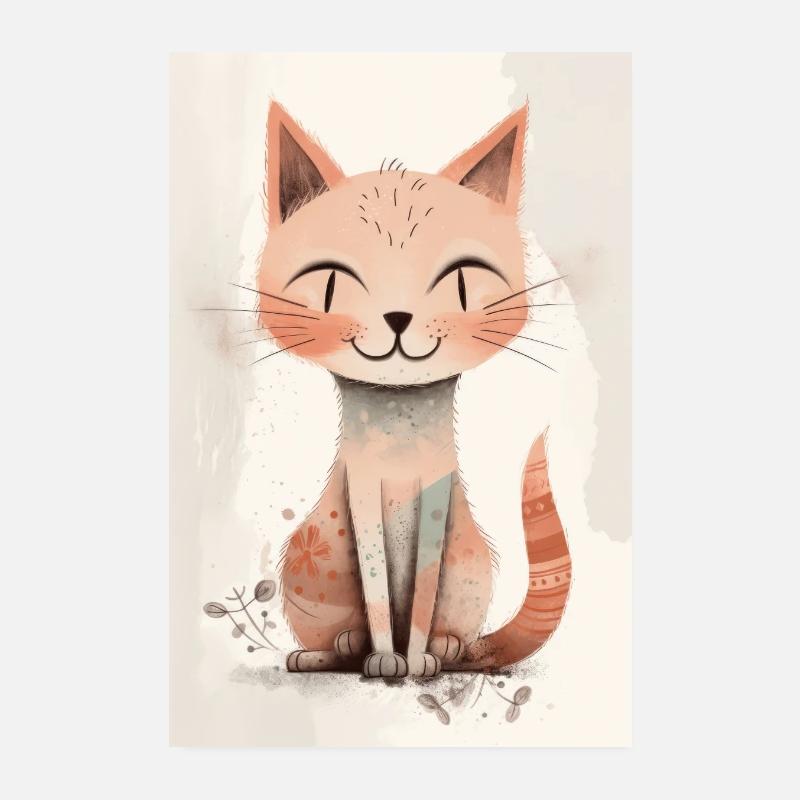 Aquarelle mignonne Cat3 Poster 20 x 30 cm