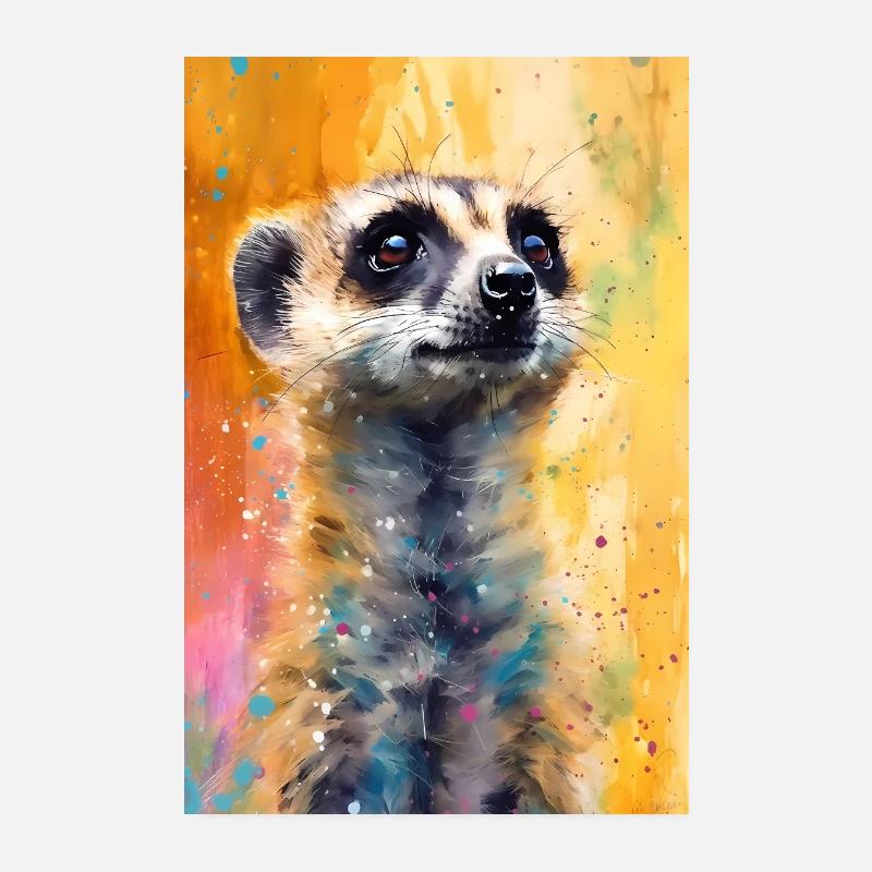 Erdmännchen Tier Erdmann Painting Poster 20x30 cm