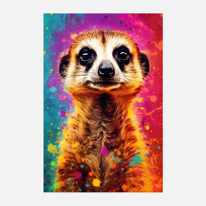 Erdmännchen Tier Erdmann Colorful Poster 20x30 cm