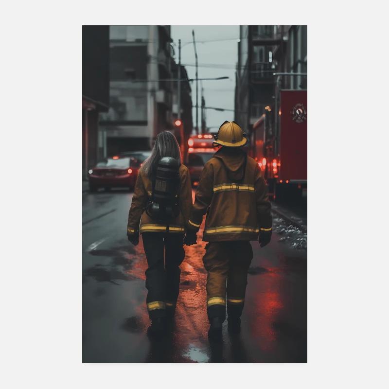 Fireman Girlfriend Poster 8" x 12" (20x30 cm)