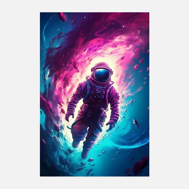 Astronaut Space Cosmonaut Rocket Space Poster 8" x 12" (20x30 cm)